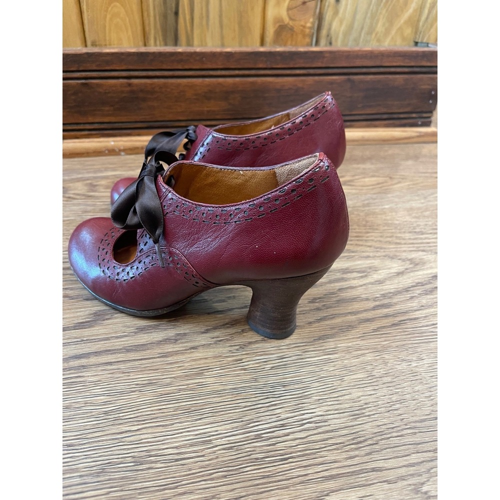 Naya Jada Oxford Heels Womens 6M Burgundy Excellent Leather Ribbon Lace Brogue - Picture 6 of 10